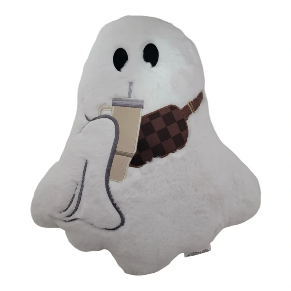 Plush White Ghost Stanley “LV” Bum Bag Halloween Decorative Large Throw Pillow